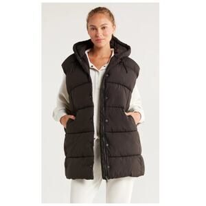Zella Longline Hooded Puffer Vest Size Small